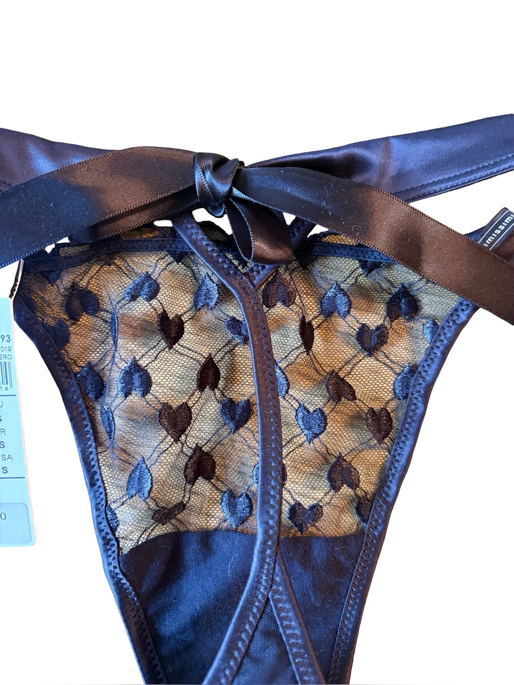 Women’s black Lace Heart-Detail Thong